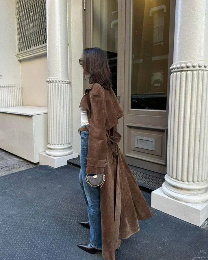 ASUNE - Classic Suede Trench Coat