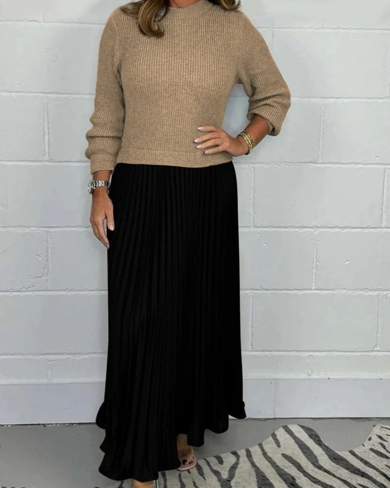 ANTHRO - Maxi Dress with Sweater & Pleated Skirt