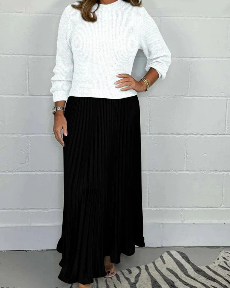 ANTHRO - Maxi Dress with Sweater & Pleated Skirt