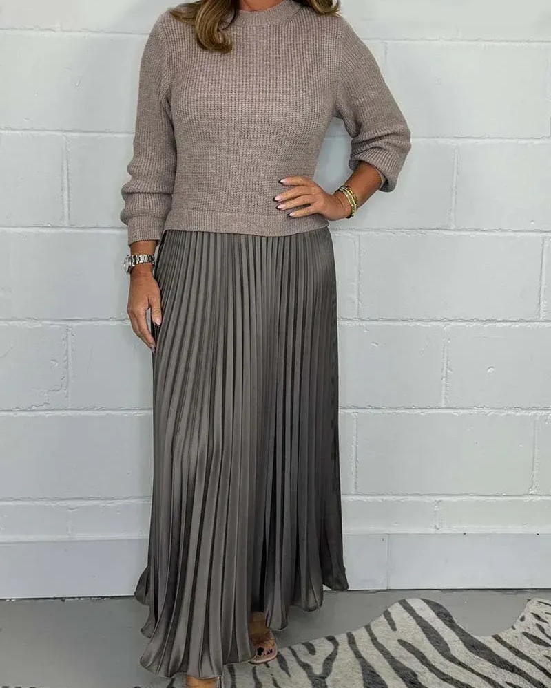 ANTHRO - Maxi Dress with Sweater & Pleated Skirt
