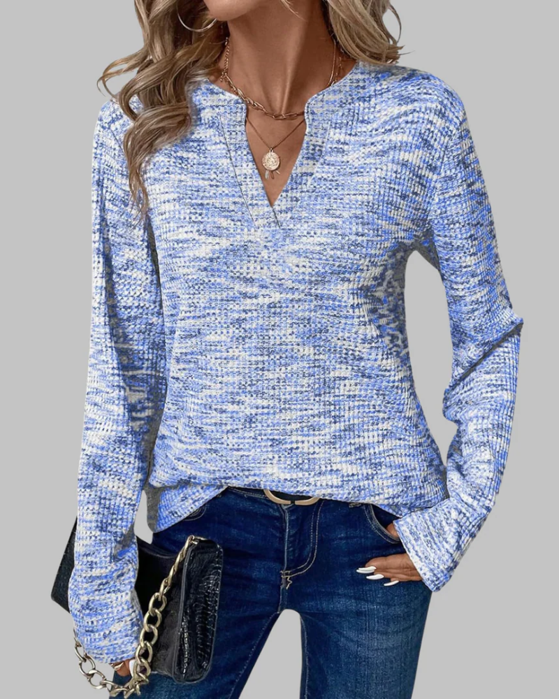 SURYA - Cozy V-Neck Long Sleeve Blouse