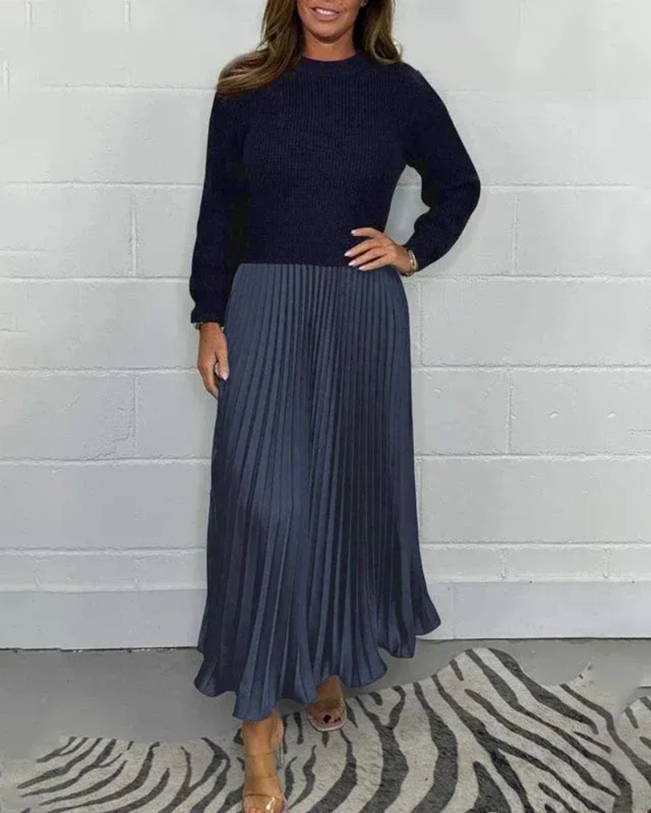 ANTHRO - Maxi Dress with Sweater & Pleated Skirt