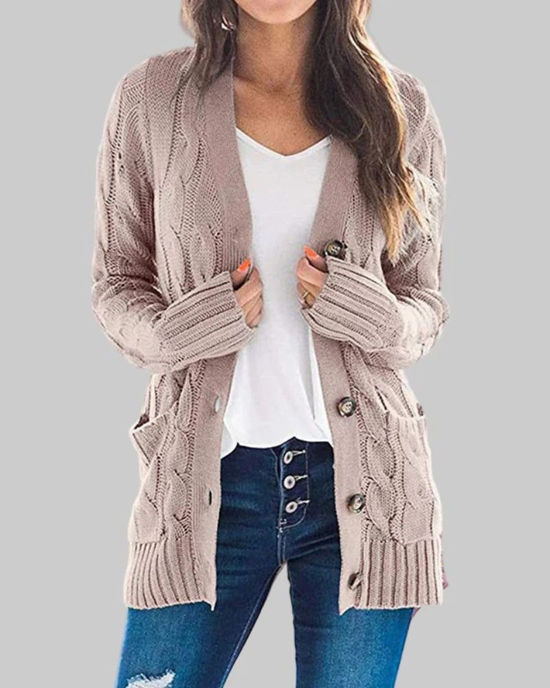 REMELY - Casual Long Sleeve Button Down Cardigan