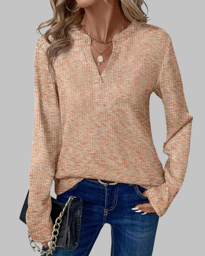 SURYA - Cozy V-Neck Long Sleeve Blouse