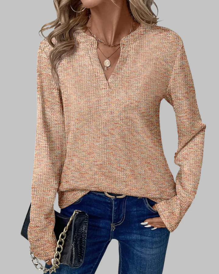 SURYA - Cozy V-Neck Long Sleeve Blouse